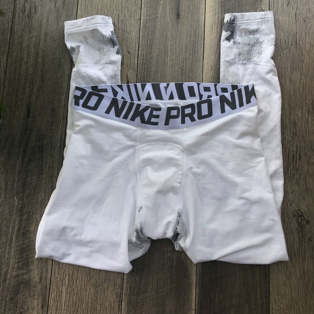 Nike Pro Hyperwarm Tights AOP White Grey Tree M - Picture 4 of 8